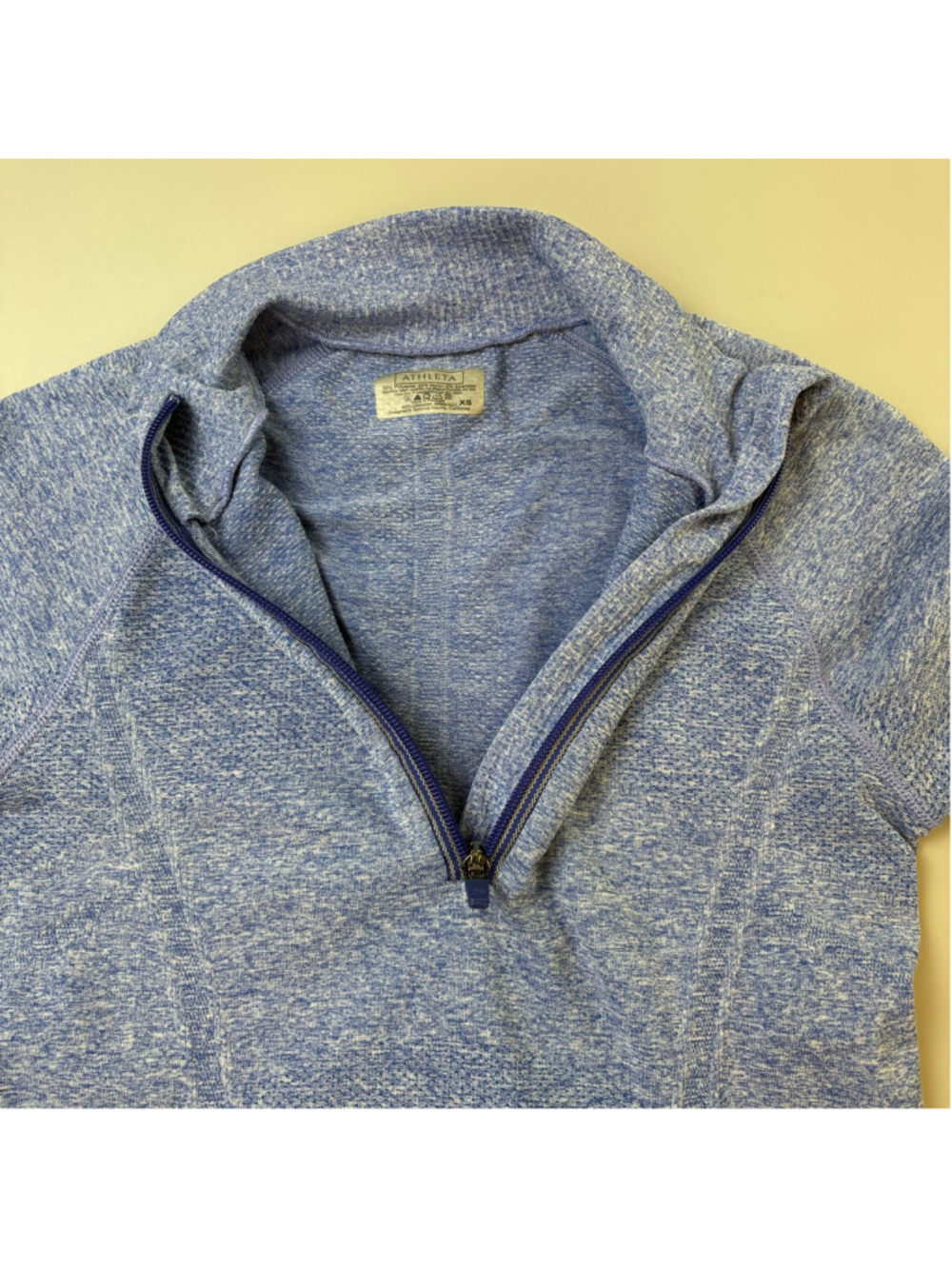 Athleta Top XS Blue White Quarter Zip Long Sleeve Running Athleisure Sporty Mint - Picture 8 of 14